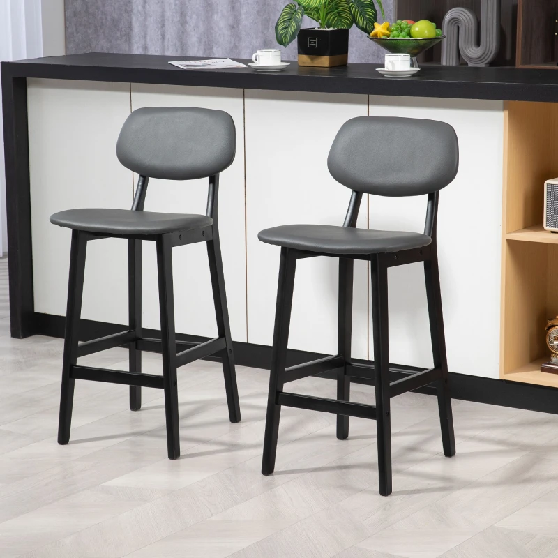 Image of HOMCOM Breakfast Bar Stools Set Of 2, Dark Grey 83A-124V70CG