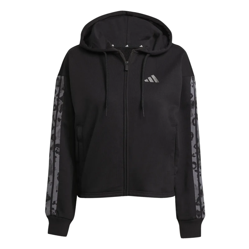 Image of Adidas Womens hooded sweatshirt adidas Animal Print 3 stripes Noir Female M