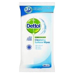 Image of Dettol Anti-Bacterial Cleansing Surface Wipes - Pack of 36