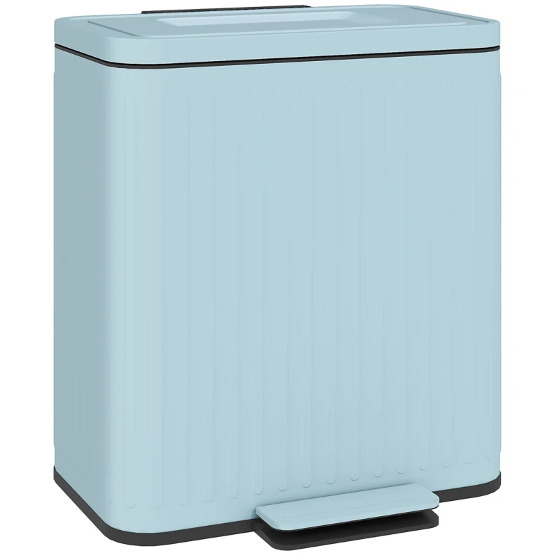 Image of HOMCOM 2 x 20L Double Rubbish Bin, Pedal Bin with Soft-Close Lid, Light Green 851-030V00GN