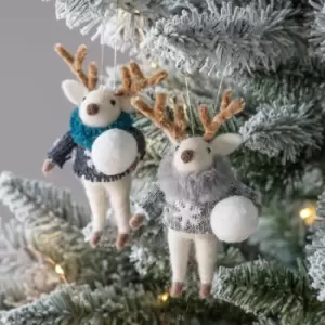 Image of Crossland Grove Snowball Reindeers (Set Of 2) 60x50x130mm