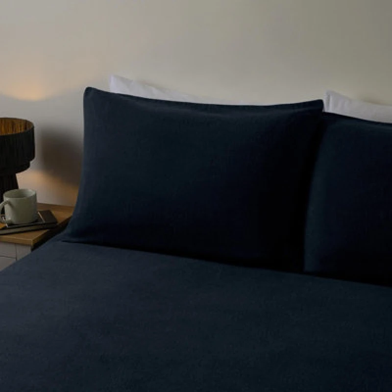 Image of OHS OHS 2 Pack Pillowcase Brushed Cotton Soft Fleece in Dark Navy Size: Standard Pillow Case Dark Navy Standard Pillow Case Unisex 5027434223800