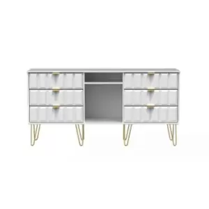 Image of Welcome Furniture Cuba 6 Drawer TV Unit With Legs - White Matt