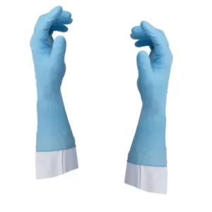 Image of Disposable Gloves, Blue, Nitrile, Powder Free, Textured, Size 9, PK-50