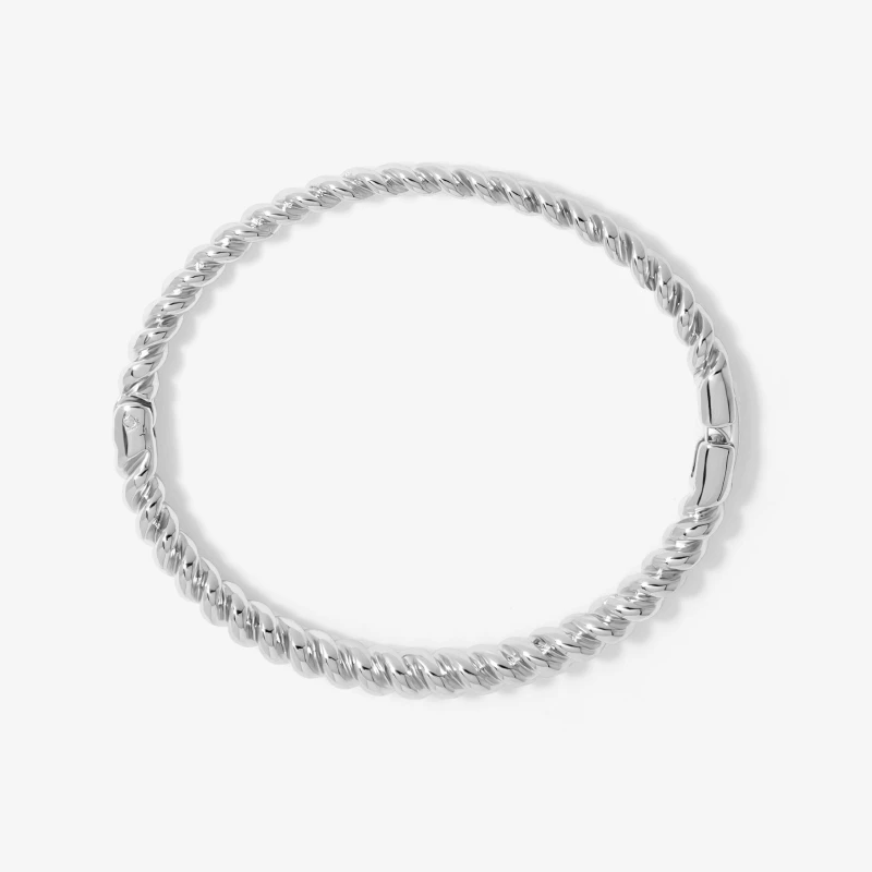 Image of Jon Richard Silver Plated Polished Twist Bangle - Gift Boxed Silver female