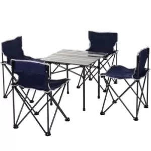 Image of Outsunny 5 Piece Outdoor Foldable Camping Table Chairs Set Hiking Travel W/ Bag