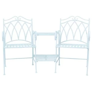 Image of Charles Bentley Wrought Iron Companion Seat - Pastel Blue