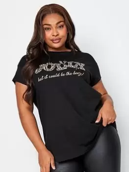 Image of Yours Yours Jolly Booze T-Shirt, Black, Size 18, Women