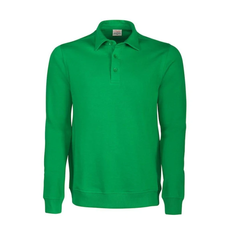 Image of Printer Mens Homerun Long-Sleeved Polo Shirt in Green Size: XS Green Male XS