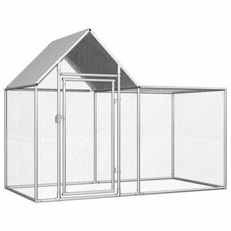 Image of VIDAXL Chicken Coop 2x1x1.5 m Galvanised Steel Vidaxl 8718475738336