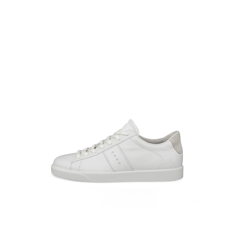 Image of Ecco Street Lite 212803 Full Grain Leather Womens Low Top Trainers - White Shadow White - Size:UK 7.5