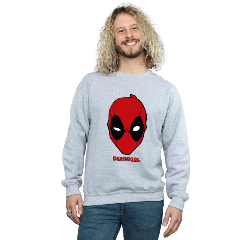 Image of Marvel Marvel Men Deadpool Mask Sweatshirt in Grey Size: Small Grey S Male 5057864719192