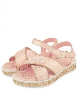Image of Monsoon Girls Snake Shimmer Glitter Flatform Sandal - Pale Pink, Size 2 Older