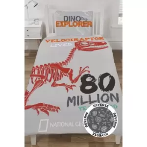 Image of National Geographic Raptor Reversible Duvet Set (Single) (Grey)