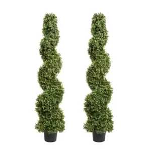 Image of Greenbrokers Artificial Spiral Boxwood Premium Topiary Tree 120Cm/4ft(set Of 2)