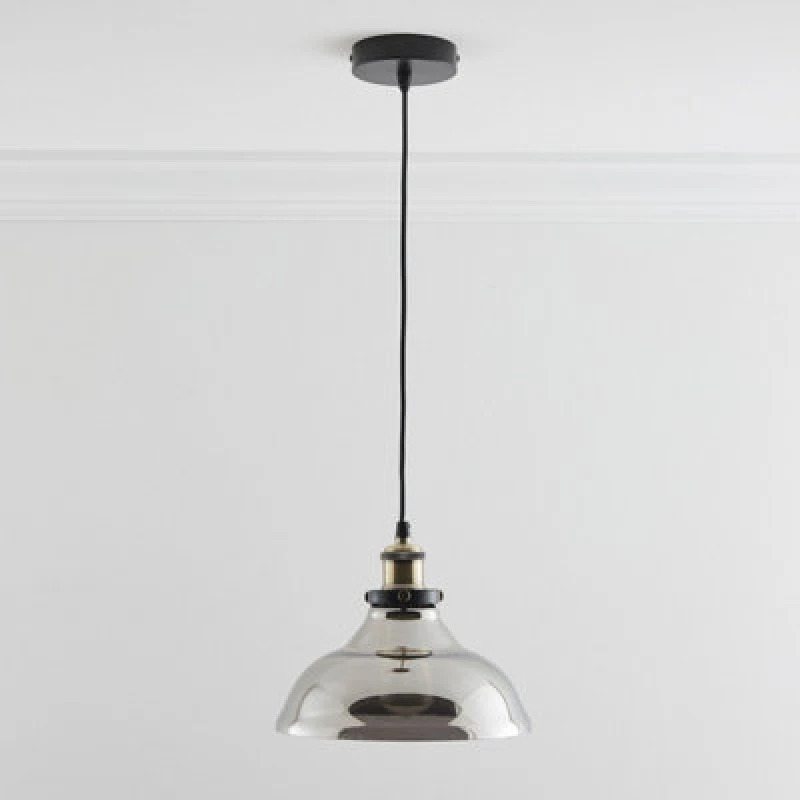 Image of K LIVING Jack One Light Hanging Smokey Glass Ceiling Pendant with Filament Bulb Grey