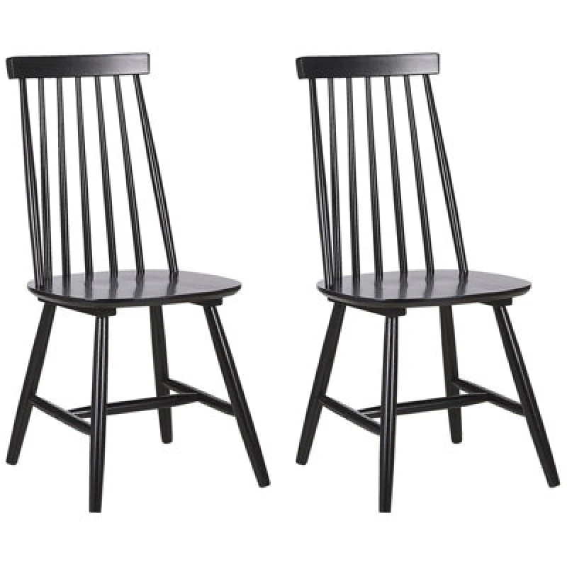 Image of Beliani Set Of 2 Dining Chairs Burbank Wood Black