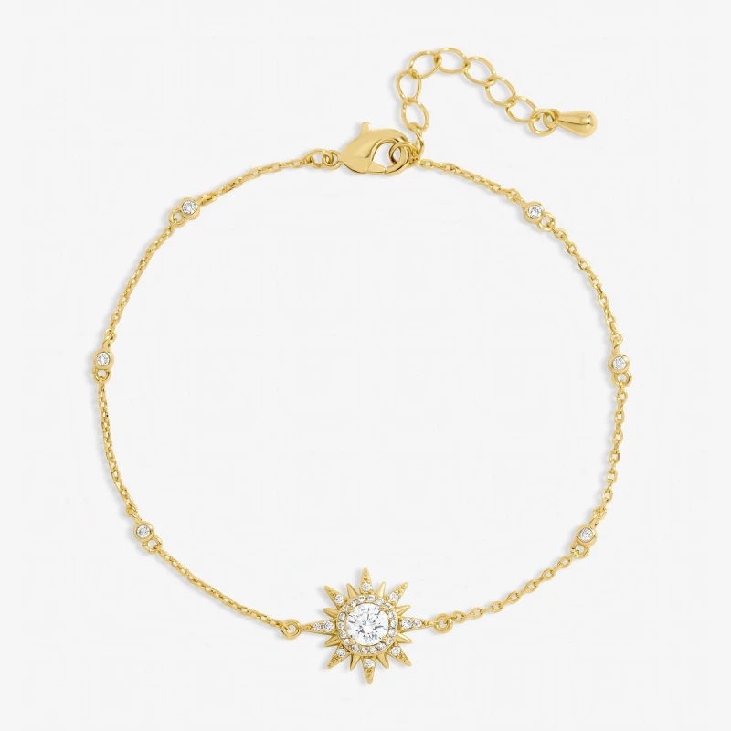 Image of Jon Richard Womens Gold Plated & Pave Starburst Bracelet Gold Female One Size