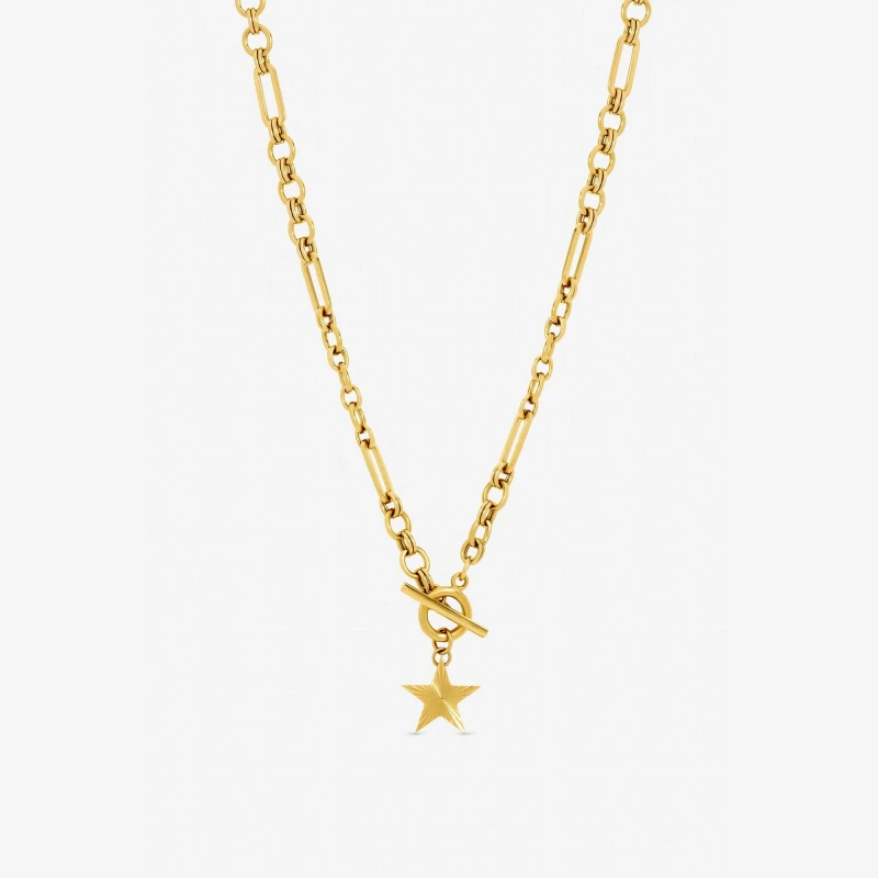 Image of Jon Richard Gold Plated Waterproof Star T Bar Necklace Gold female One Size