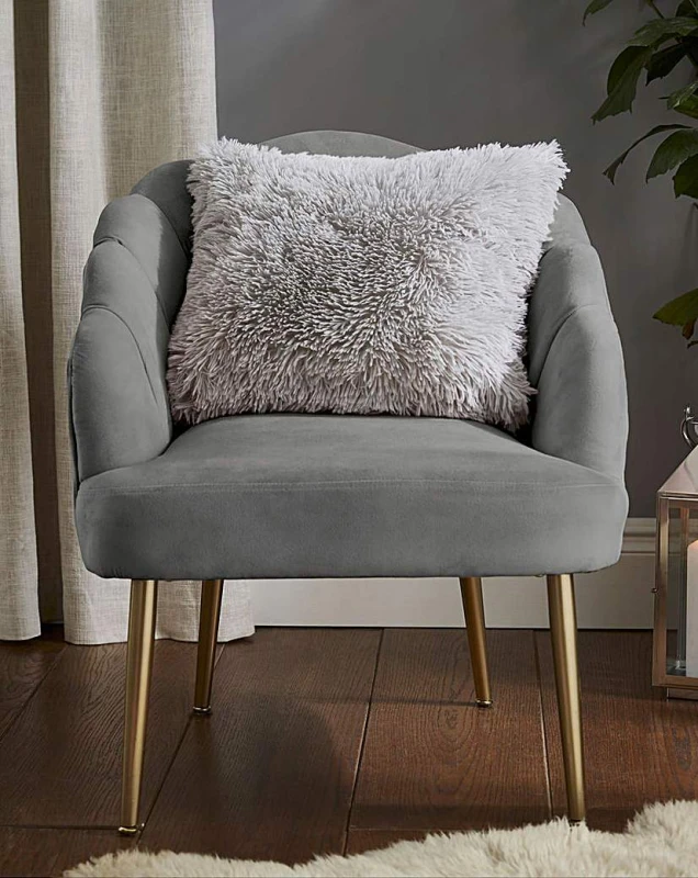 Image of Catherine Lansfield Catherine Lansfield 'Cuddly' Faux Fur Cushion in Silver Size: 45cm x 45cm Silver 45cm x 45cm Unisex 5057681948478