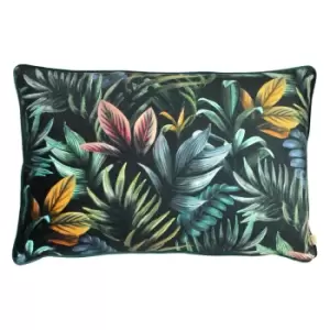 Image of Zinara Leaves Rectangular Cushion Black