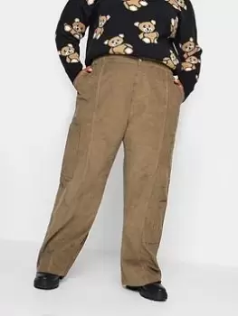 Image of Yours Cord Cargo Taupe, Brown, Size 24, Women