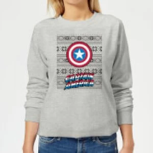 Image of Marvel Captain America Womens Christmas Sweatshirt - Grey - M
