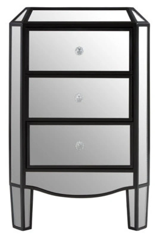 Image of Orsina Glamorous Design 3 Drawer Mirrored Chest, Mirrored Surfaces Sturdy Chest, Ample Storage Chest Of Drawers