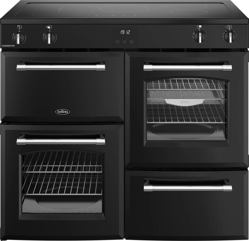 Image of Belling Farmhouse 100Ei 100cm Electric Range Cooker with Induction Hob - Black - A/A Rated