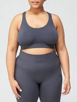 Image of adidas Plus Seamless Aeroknit Medium Support Bra - Dark Grey, Size 1X, Women