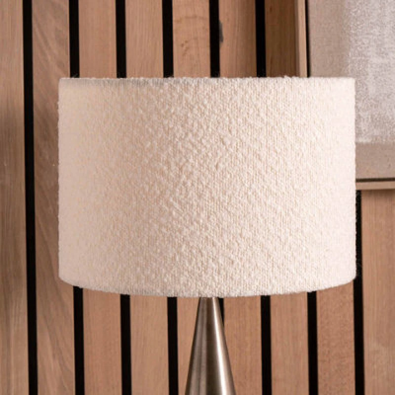Image of Ruma White Boucle Cylinder Shade for Table Lamps White
