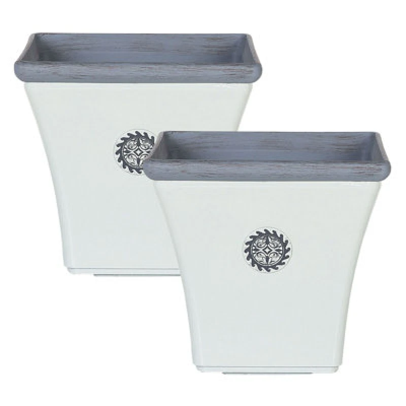 Image of Beliani Set Of 2 Plant Pots Elateia 32cm White