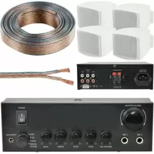 Image of 110W Mini Stereo Amplifier System 4x Background Wall Speaker Bedroom Office aux