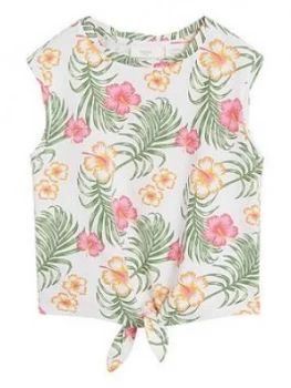 Image of Mango Girls Floral Tie Waist Tshirt - Multi
