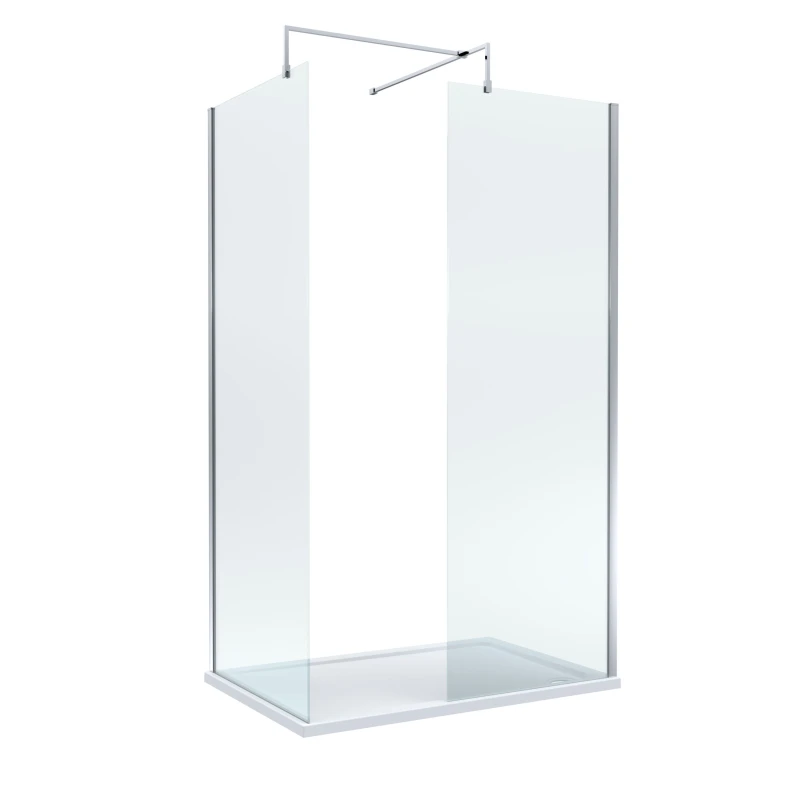 Image of Balterley 8mm Glass Wetroom Screens Chrome Profile and Tray 1200 x 800mm White