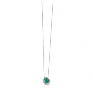 Image of Elements 9ct White Gold Emerald And Diamond Pendant GP928G