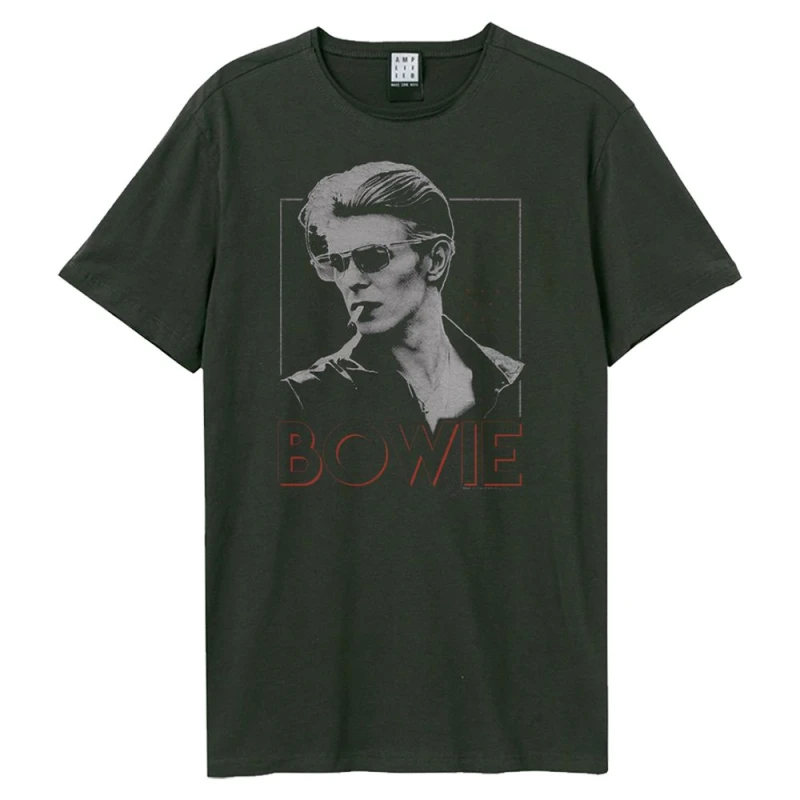 Image of Amplified Amplified Men '80 Era David Bowie Crew Neck T-Shirt in Charcoal Size: Small Charcoal S Male 5063470543878