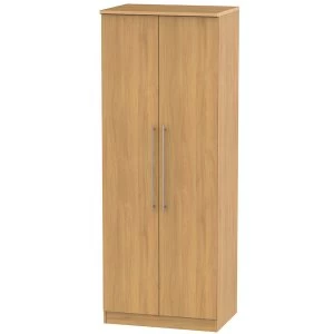 Image of Robert Dyas Edina Ready Assembled Tall 2-Door Wardrobe - Modern Oak