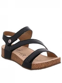 Image of Josef Seibel Tonga 25 Flat Sandals - Black, Size 6.5, Women