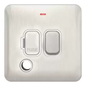 Image of Schneider Electric Lisse Screwless Deco - Switched Single Fused Connection Unit, 13A, Double Pole, with Flex Outlet and Neon Indicator, GGBL5013WSS, S