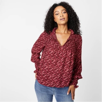 Image of Biba BIBA Shirred Blouse - Geo Print