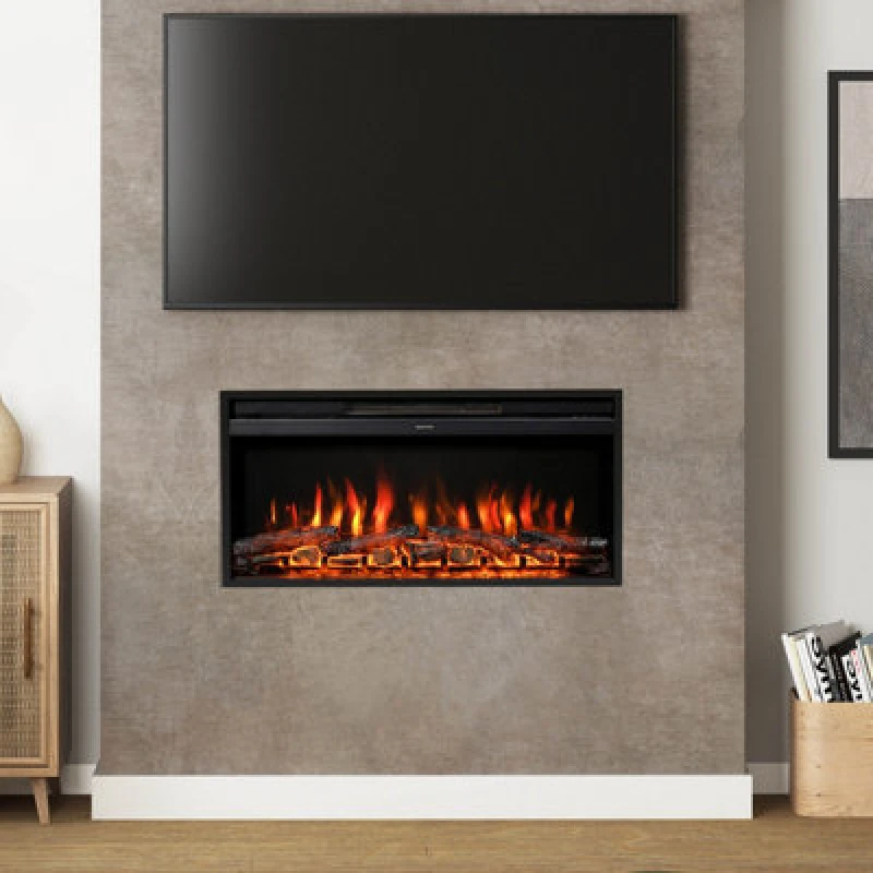 Image of Newland Rodwell 36" Black Inset Wall Mounted Electric Fire