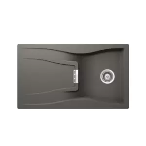 Image of Single Bowl Inset Grey Granite Kitchen Sink with Reversible Drainer - Rangemaster Schock Waterfall D-100