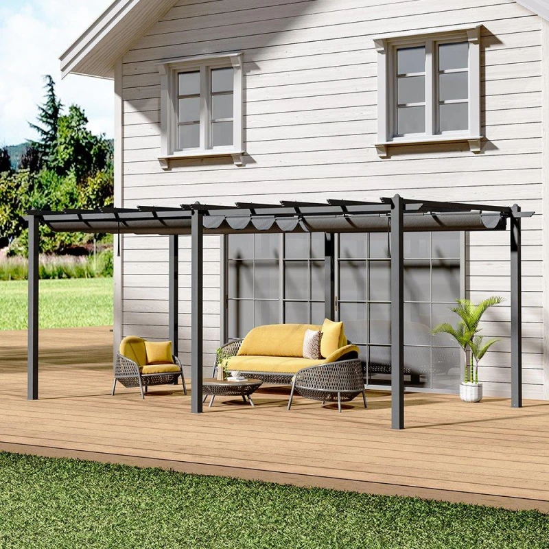 Image of Breeins 6m Aluminum Patio Pergola with Canopy Roof Black unisex One size