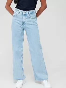 Image of HUGO High Waist Full Length Loose Fit Jean - Blue Size 29, Inside Leg 32, Women