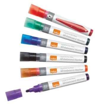 Image of Nobo Drymarker for Drywipe Flipchart and OHP Bullet Tip Assorted Pack of 12 Markers