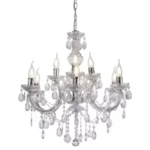 Image of Chandelier without lampshades Floria Chrome polished 9 bulbs 76cm