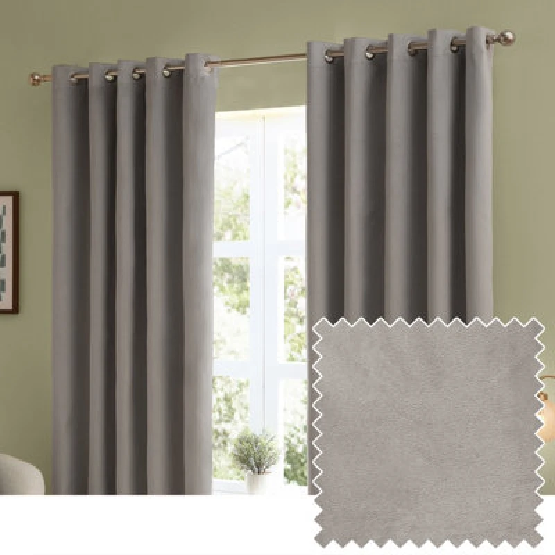 Image of Furn. The Ultimate Velvet Room Darkening Eyelet Curtain Pair Silver (W)117Cmx (D)137Cm