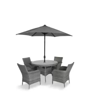 Image of LG Outdoor Monaco Stone 4 Seat Dining Set With 2.5M Parasol