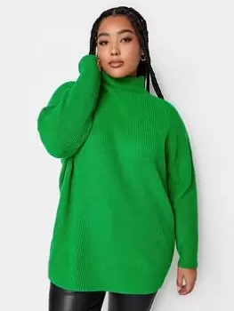 Image of Yours Mixed Rib Jumper Bright Green, Size 30-32, Women